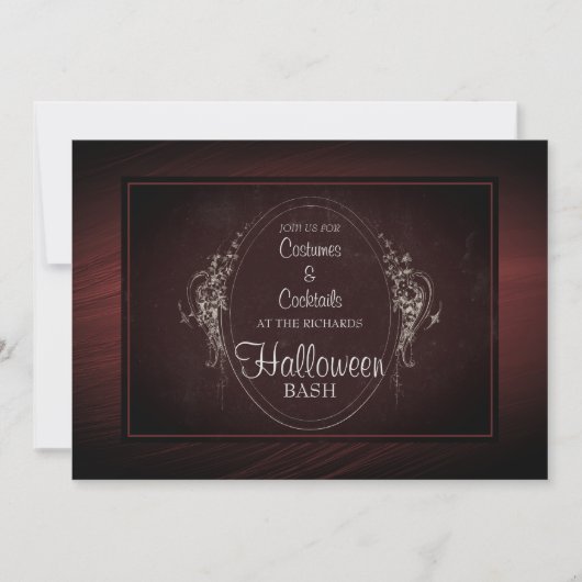 Damask Gotische Halloween Invitation Kaart (Voorkant)