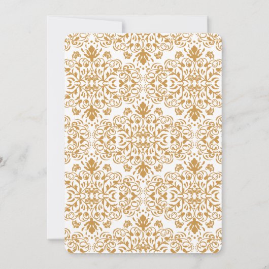 Damask Goud Maskerade Bal 50ste Verjaardag Uitnodi Kaart (Achterkant)