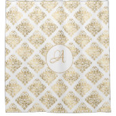 Damask Goud Monogram Douchegordijn (Voorkant)