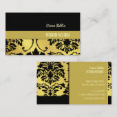 Damask/gouden toon+zwart visitekaartje (Voorkant / Achterkant)