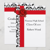 DAMASK GRADUATION Party Red Wax Sex Monogram Kaart (Voorkant / Achterkant)