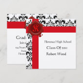 DAMASK GRADUATION Party Red Wax Sex Monogram Kaart (Voorkant / Achterkant)