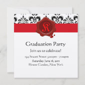 DAMASK GRADUATION Party Red Wax Sex Monogram Kaart (Achterkant)