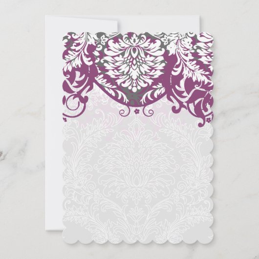  Damask Gray en Plum Modern Typografie Kaart (Achterkant)