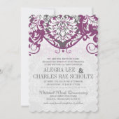  Damask Gray en Plum Modern Typografie Kaart (Voorkant)