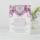 Damask Gray en Plum Modern Typografie Kaart (Staand voorkant)