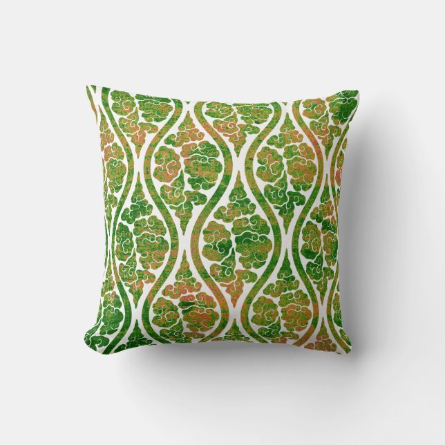 Damask Green Grunge look Kussen (Voorkant)