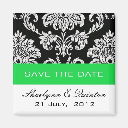 Damask Green Save the Date Wedding Announement Magneet (Voorkant)