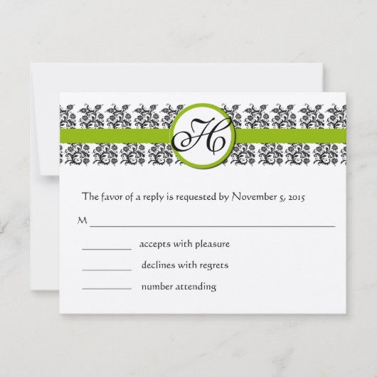 Damask Green Trim RSVP Cards-Vereisen de 5 x 7 (Voorkant)