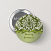 Damask green Wedding Honorary Bridesmaid Ronde Button 5,7 Cm (Voorkant /achterkant)