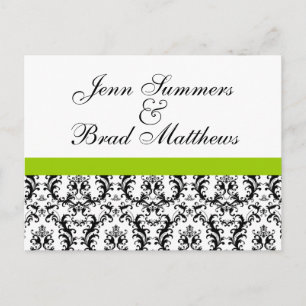 Damask Green Wedding Save the Date Briefkaarten