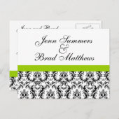 Damask Green Wedding Save the Date Briefkaarten (Voorkant / Achterkant)