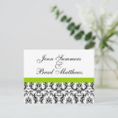Damask Green Wedding Save the Date Briefkaarten (Staand voorkant)