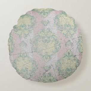 Damask Grunge Elegantie Rond Kussen