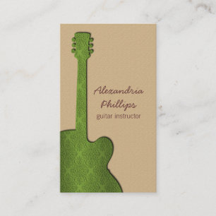 Damask Guitar Music Visitekaartje, Olive Green Visitekaartje