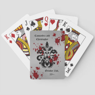 Damask Halloween bruiloft Pokerkaarten