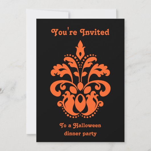 Damask Halloween feest Kaart (Voorkant)