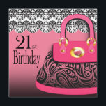 Damask Handbag Paisley Purse 21st Birthday Kaart<br><div class="desc">HET IS EEN MEISJE DANG! Damask en Paisley Handbaguitnodiging ontworpen door Cheryl Daniels © 2011. Een uitnodigen voor een chic is perfect voor Sweet Sixteen soirees, Purse Party, Girls Night Out-feesten, Bachelorette parties, mijlpaal Birthdays, Bridal Showers of een cool meisje-meisje-evenement. Gebruik hierboven de oranje knop "Aanpassen" om de tekst te...</div>