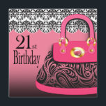 Damask Handbag Paisley Purse 21st Birthday Kaart<br><div class="desc">HET IS EEN MEISJE DANG! Damask en Paisley Handbaguitnodiging ontworpen door Cheryl Daniels © 2011. Een uitnodigen voor een chic is perfect voor Sweet Sixteen soirees, Purse Party, Girls Night Out-feesten, Bachelorette parties, mijlpaal Birthdays, Bridal Showers of een cool meisje-meisje-evenement. Gebruik hierboven de oranje knop "Aanpassen" om de tekst te...</div>