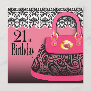 Damask Handbag Paisley Purse 21st Birthday Kaart