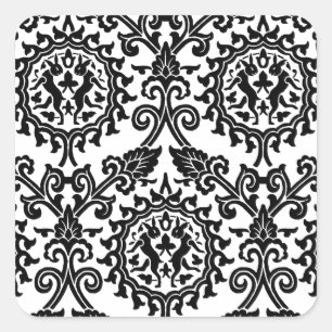 Damask Hare Pattern Vierkante Sticker
