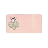  Damask Hart Roze Bruiloft Blank Adres Etiket (Voorkant)