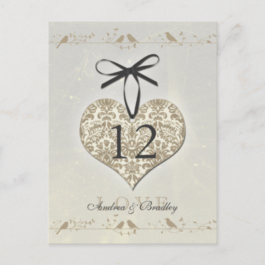  Damask Hart Zilver Goud Tafelnummer (Voorkant)