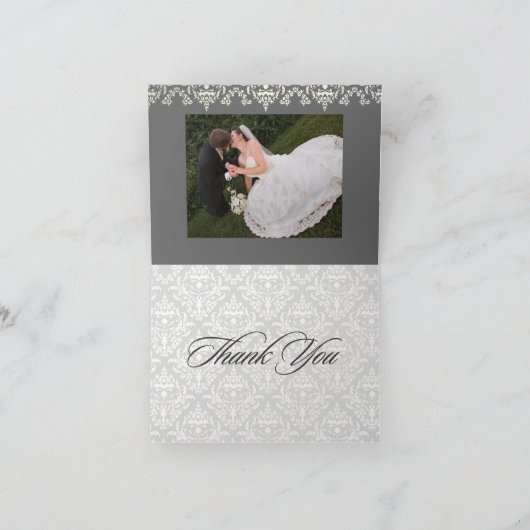 Damask Hartelijk dank, dikke achtergrondkleur! Bedankkaart (Binnen)