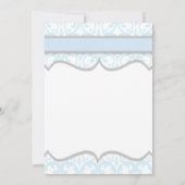 Damask Heart Blue Ribbon Baby shower Invitation Kaart (Achterkant)