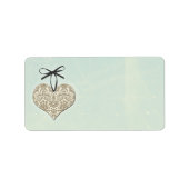  Damask Heart Mint Bruiloft Blank Adres Etiket (Voorkant)