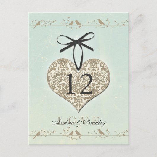 Damask Heart Mint Gold Tafelnummer (Voorkant)