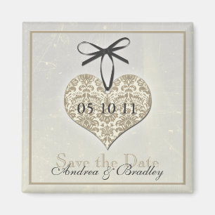  Damask Heart Monogram Wedding Magnet