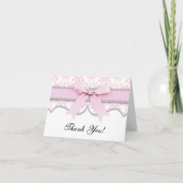 Damask Heart Pink Ribbon Baby shower Bedankt