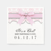 Damask Heart Pink Ribbon Baby shower Servet (Voorkant)