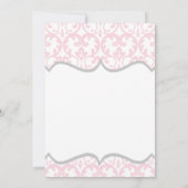 Damask Heart Pink Ribbon Baby shower Uitnodiging (Achterkant)
