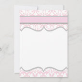 Damask Heart Pink Ribbon Baptisme Invitation Kaart (Achterkant)