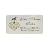  Damask Heart Silver Gold trouwadres Etiket (Voorkant)