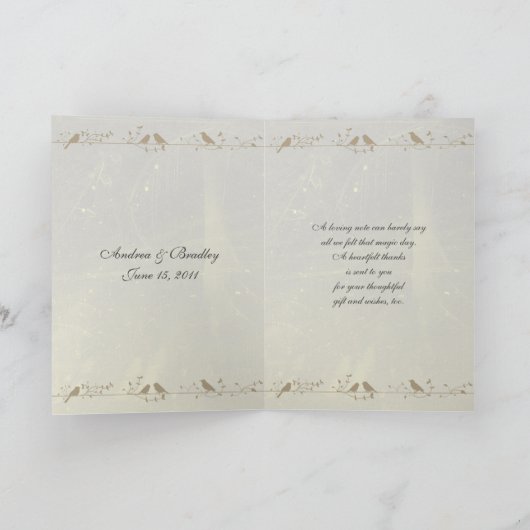  Damask Heart Silver Gold Wedding Dank u Bedankkaart (Binnen)