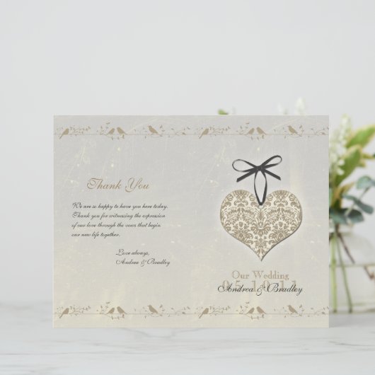  Damask Heart Wedding Programme (Staand voorkant)