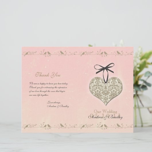  Damask Heart Wedding Programme (Staand voorkant)