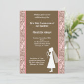 Damask Heilige Communie Kaart (Staand voorkant)