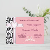 Damask Heilige Communie Kaart (Staand voorkant)