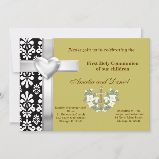 Damask Heilige Communie Kaart (Voorkant)