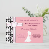 Damask Heilige Communie Kaart (Staand voorkant)