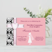 Damask Heilige Communie Kaart (Staand voorkant)