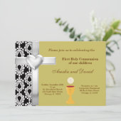 Damask Heilige Communie Kaart (Staand voorkant)