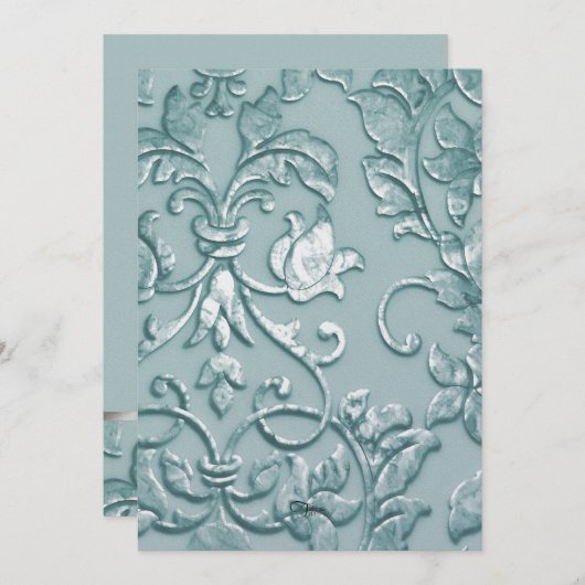Damask Holiday Party Invitation Kaart (Voorkant / Achterkant)