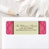Damask Holiday Return Address Labels (fuchsia) (Insitu)
