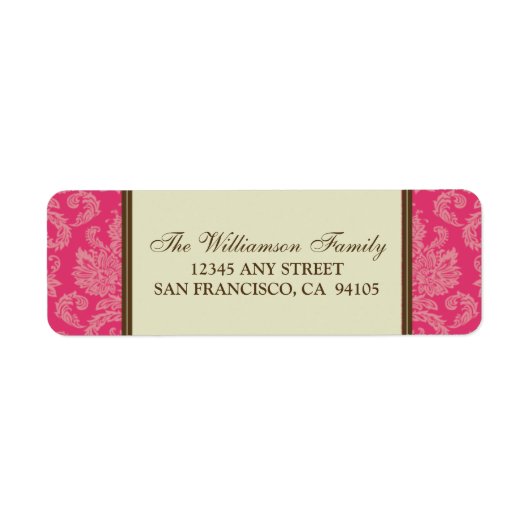 Damask Holiday Return Address Labels (fuchsia) (Voorkant)