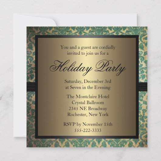 Damask Holiday Uitnodiging (Achterkant)